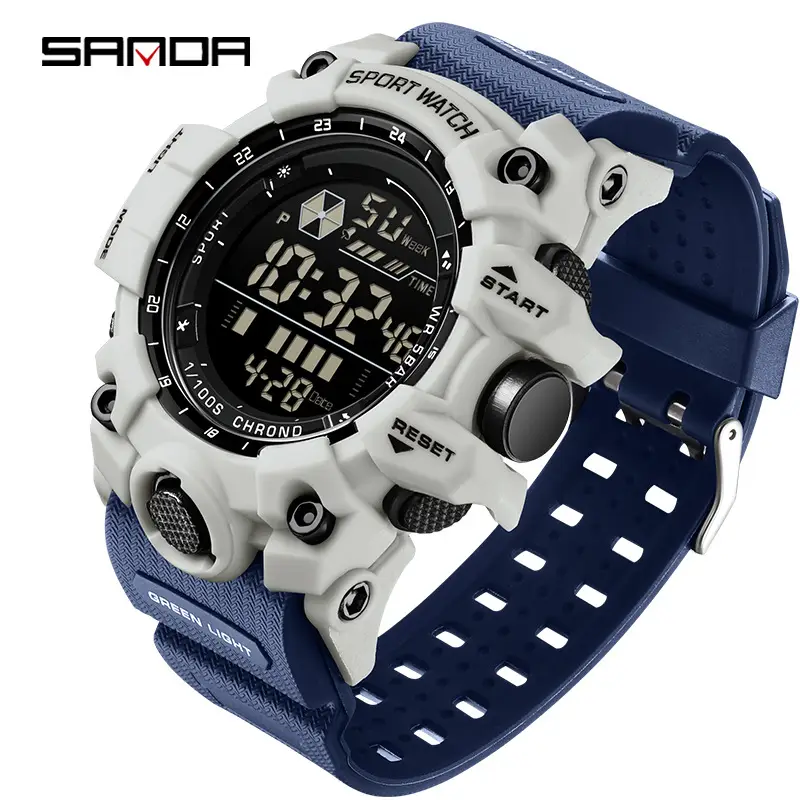 Sanda Black Sport Watch Waterproof Single Large Dial