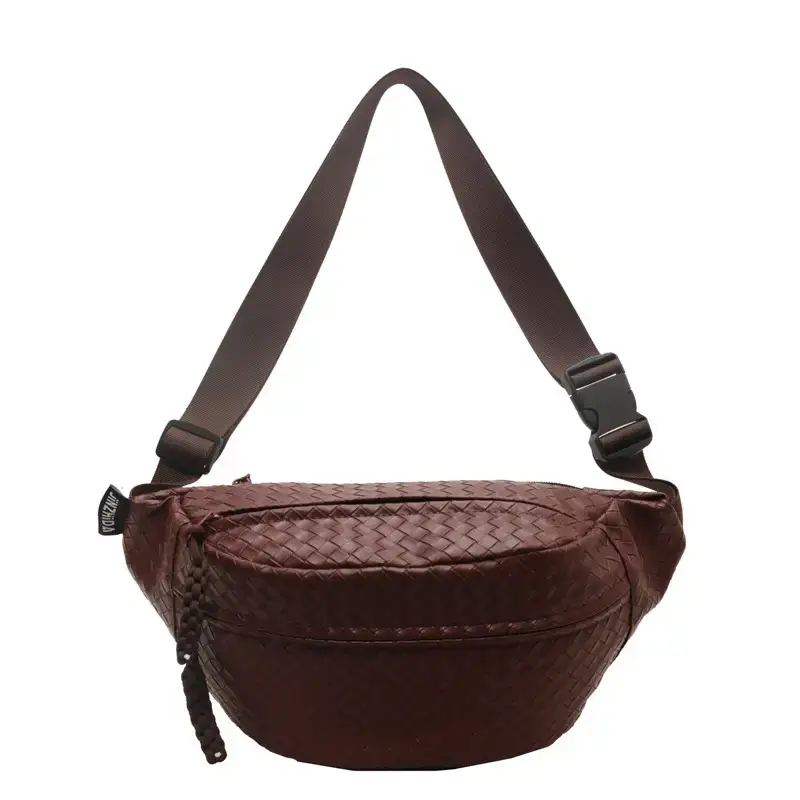 Men's Brown Crocodile Texture Crossbody Bag 34x175cm - Image 9