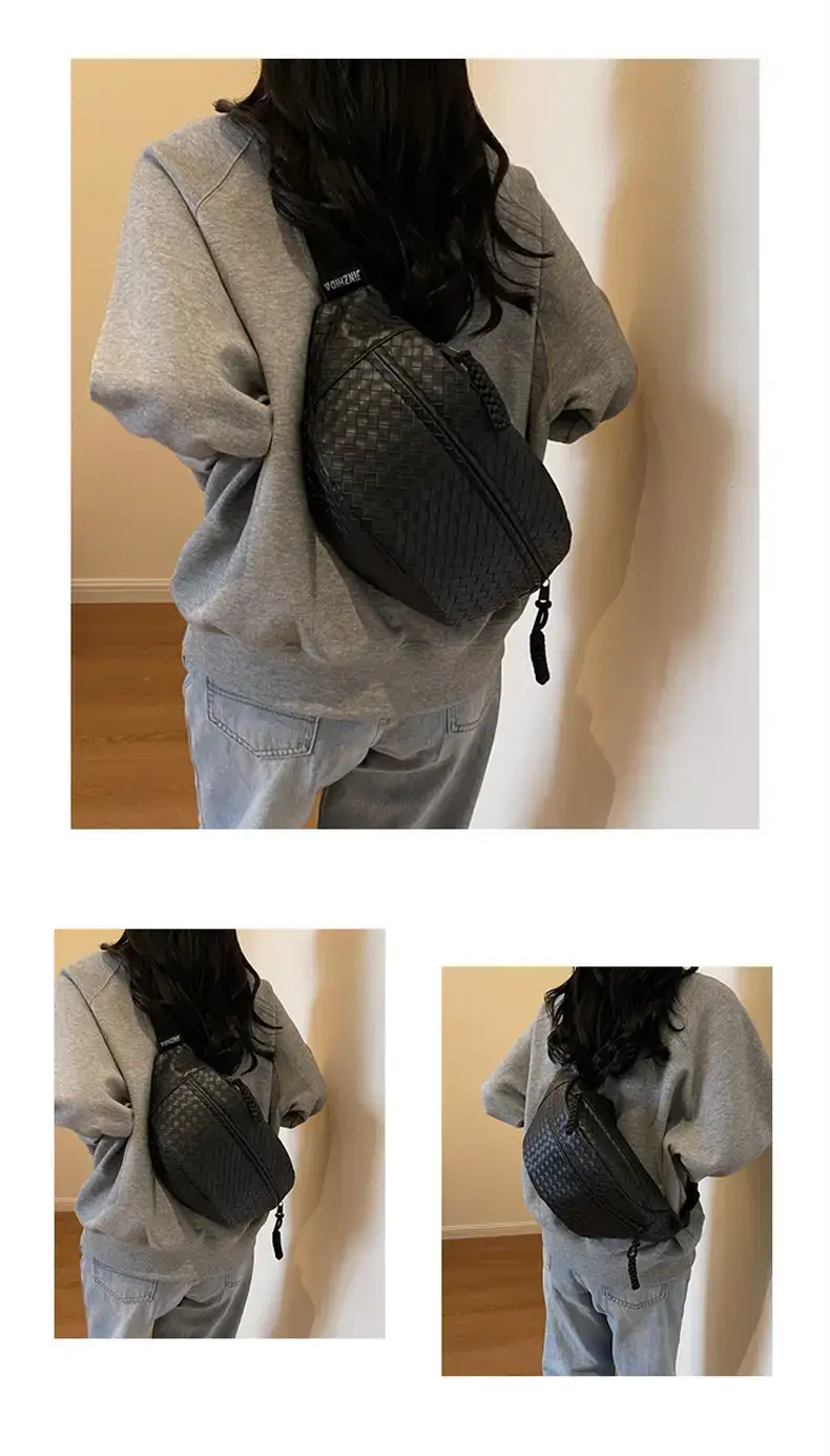 Men's Brown Crocodile Texture Crossbody Bag 34x175cm — feature 10