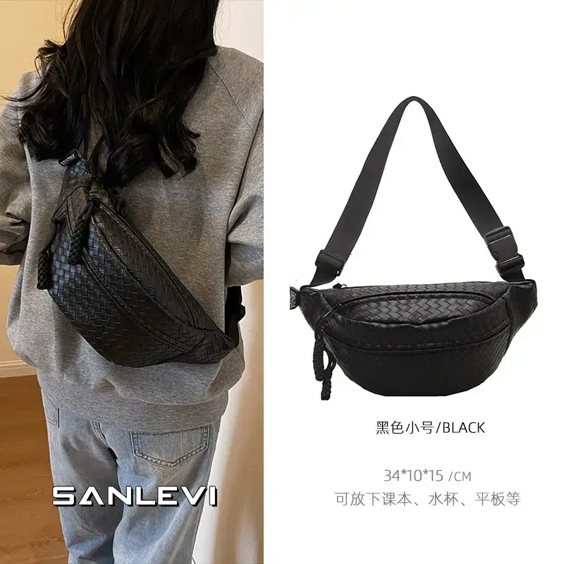 Men's Brown Crocodile Texture Crossbody Bag 34x175cm - Image 3