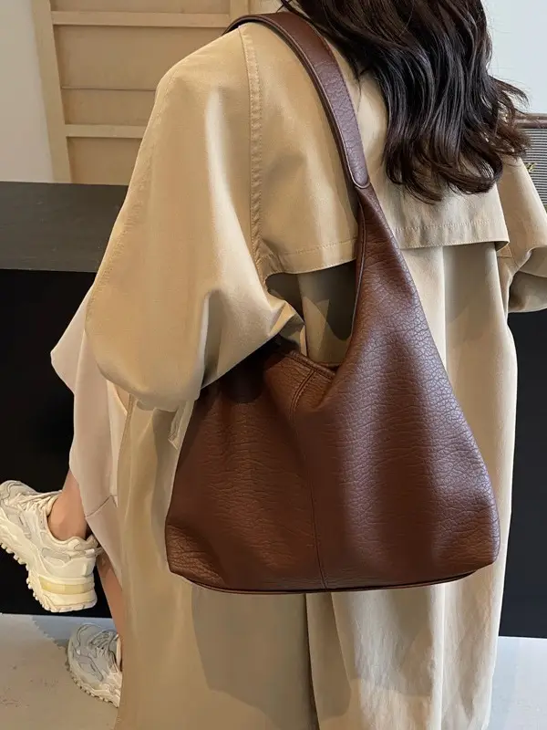 Women Large Capacity Shoulder Bag Tan 2026 - Image 6
