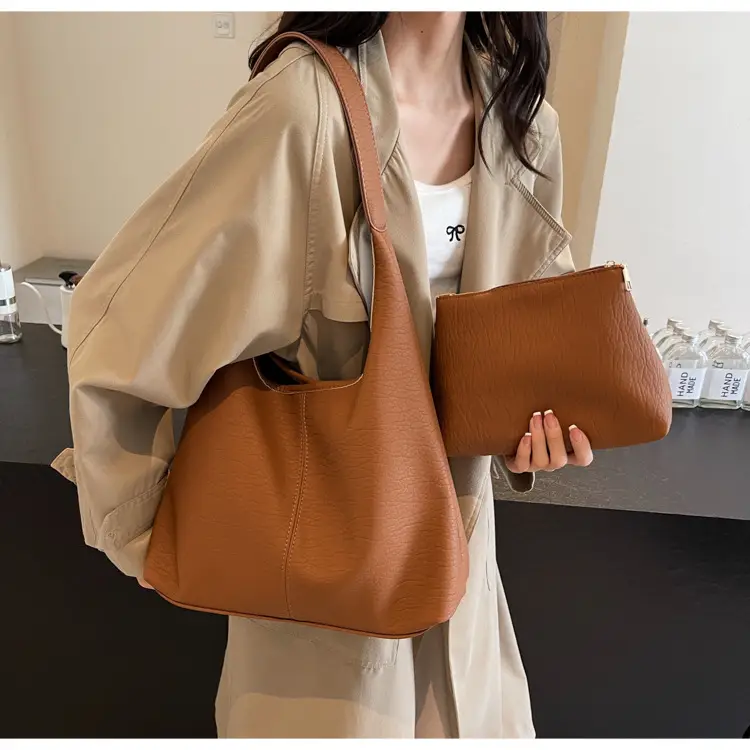 Women Large Capacity Shoulder Bag Tan 2026 — feature 32