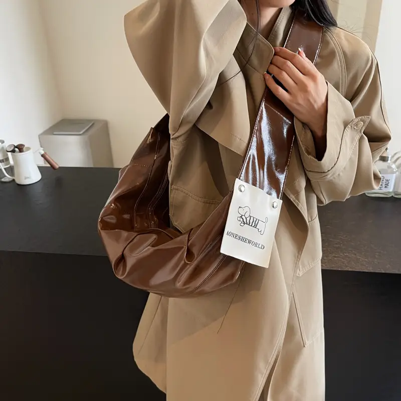 2025 Winter New Horn Bag Women Large Capacity Shiny - Image 6