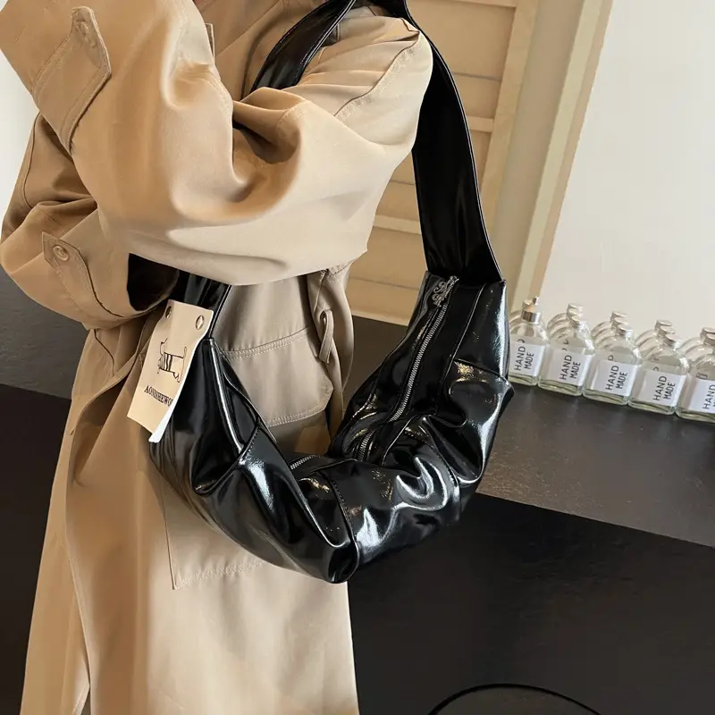 2025 Winter New Horn Bag Women Large Capacity Shiny - Image 7