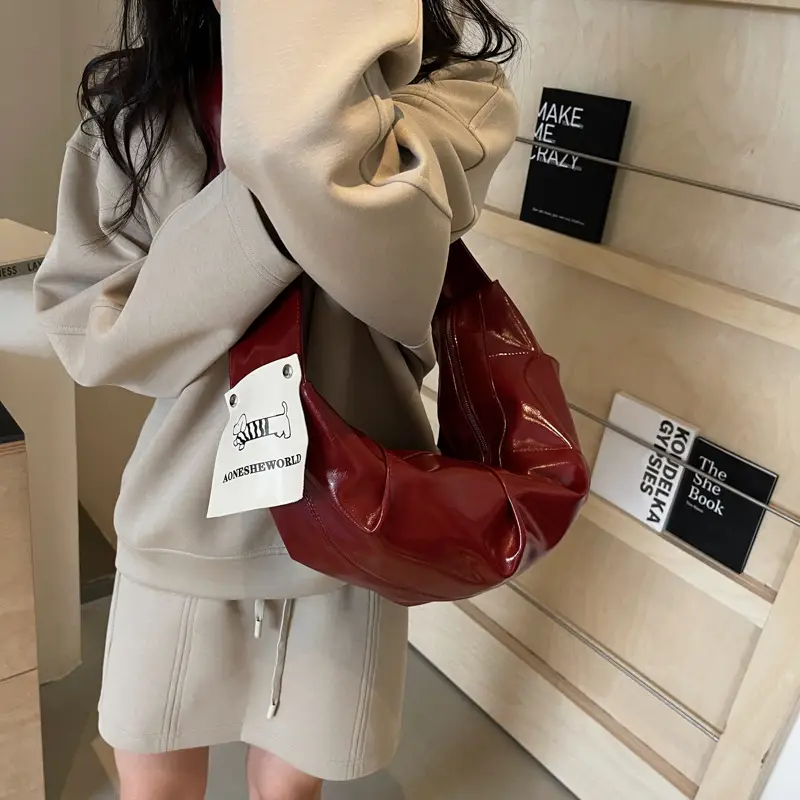 2025 Winter New Horn Bag Women Large Capacity Shiny - Image 4