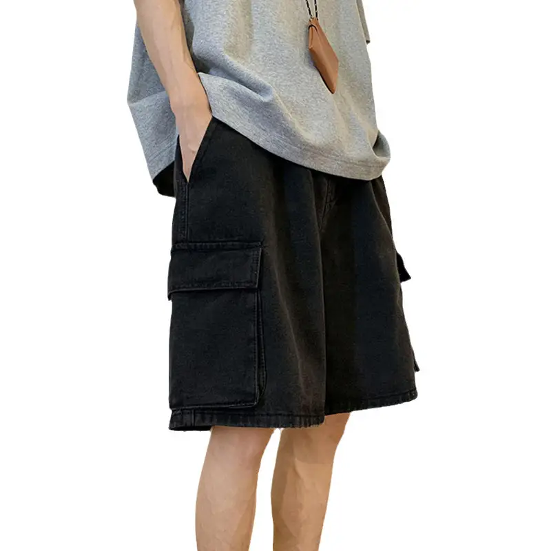 Men's Wash Denim Shorts Plus Size Wide Leg - Image 8