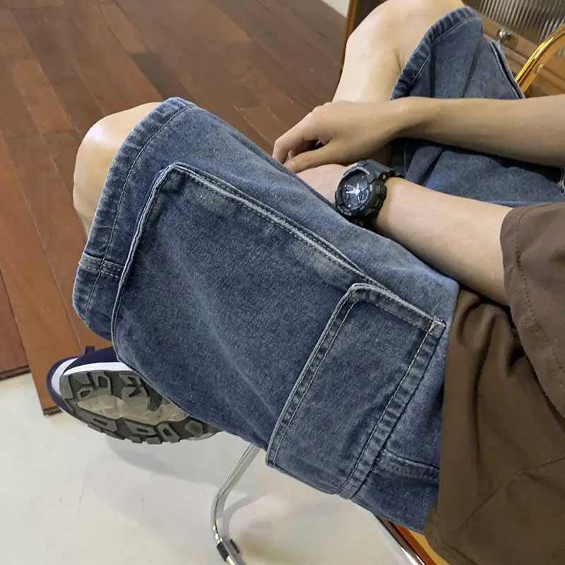 Men's Wash Denim Shorts Plus Size Wide Leg - Image 2