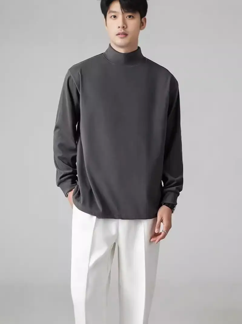 Men's Black Velvet Turtleneck Sweatshirt Set - Image 9