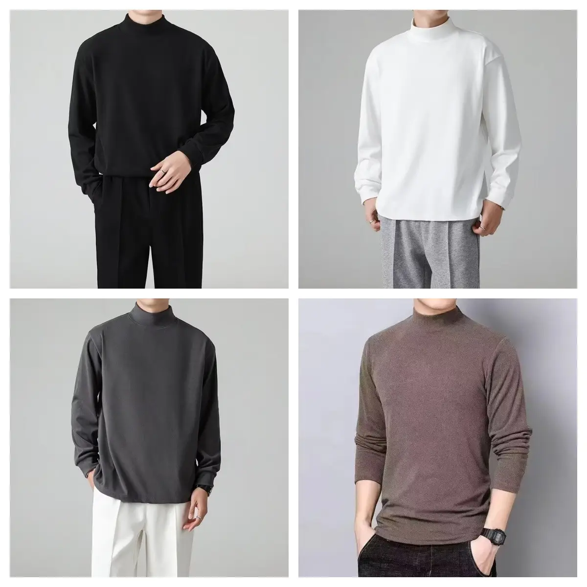 Men's Black Velvet Turtleneck Sweatshirt Set — feature 4