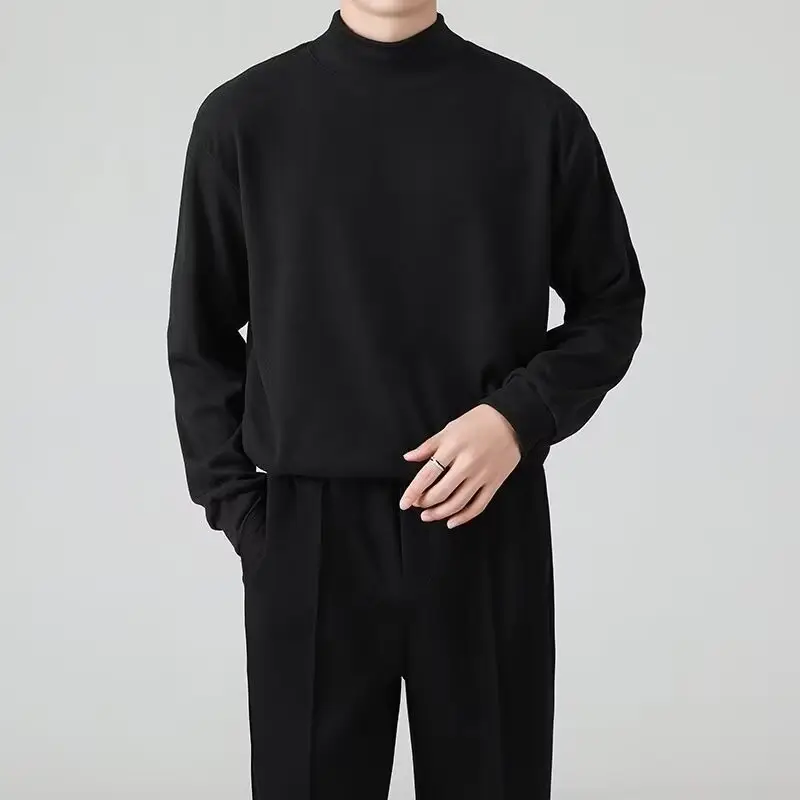 Men's Black Velvet Turtleneck Sweatshirt Set — feature 8