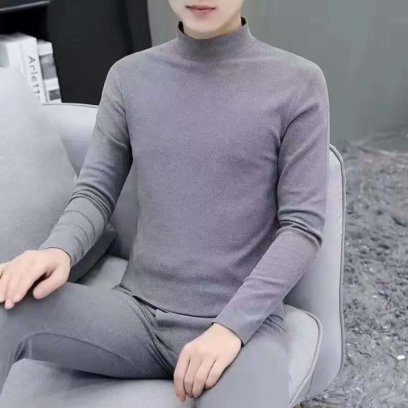 Men's Black Velvet Turtleneck Sweatshirt Set - Image 2