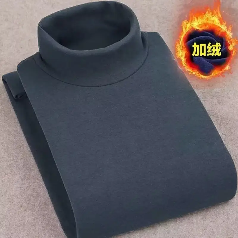 Men's Black Velvet Turtleneck Sweatshirt Set - Image 3