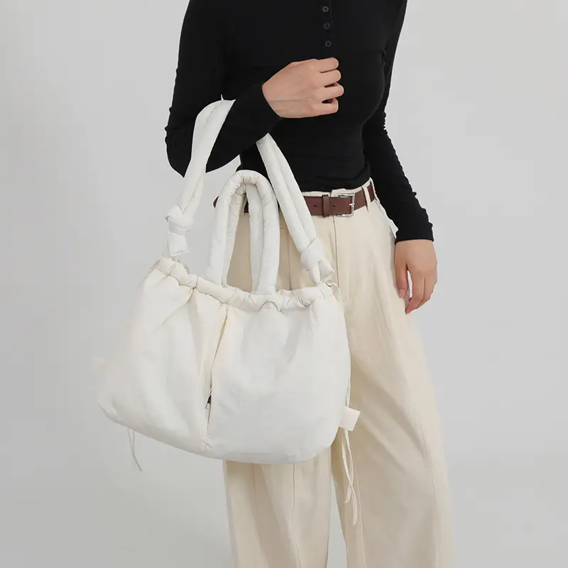 Lilac Cotton Drawstring Backpack with Dual Ties - Image 12