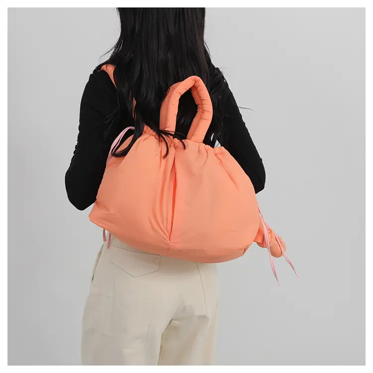 Lilac Cotton Drawstring Backpack with Dual Ties — feature 25
