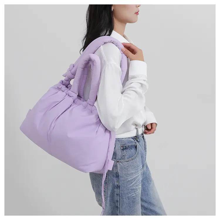 Lilac Cotton Drawstring Backpack with Dual Ties — feature 35