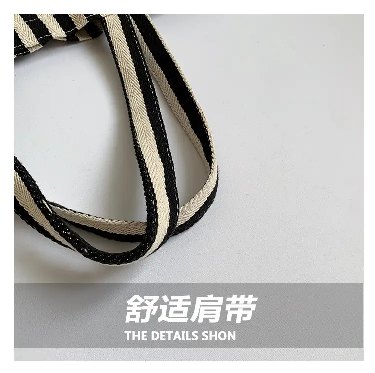 Women Striped Canvas Shoulder Bag 2024 New — feature 5
