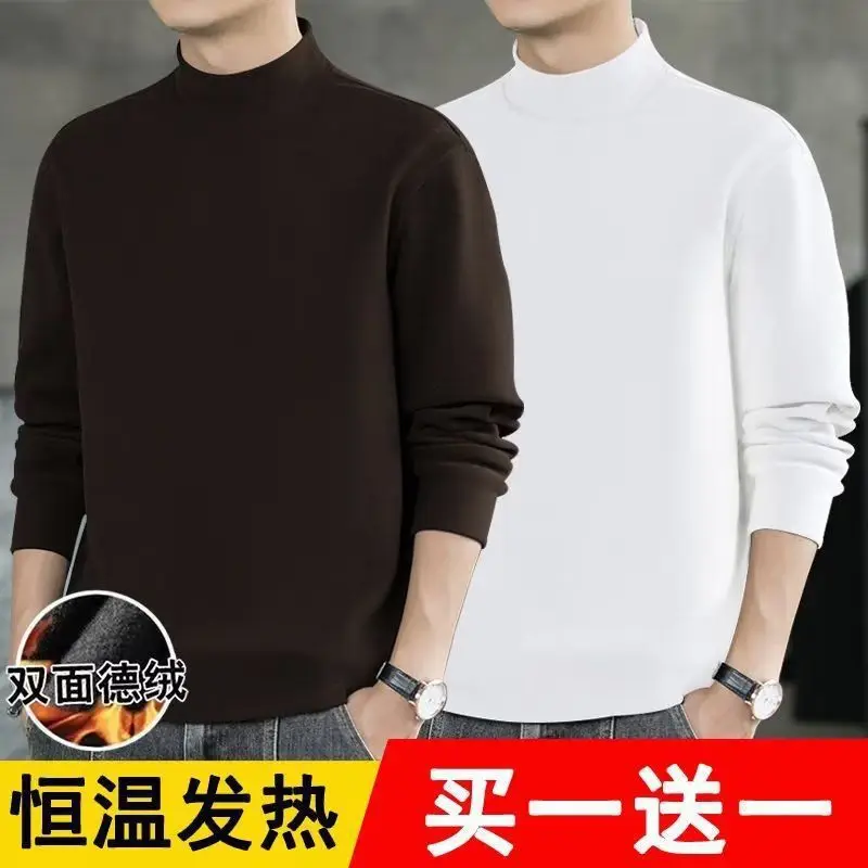Men's Velvet T-Shirt Tan Winter Warm - Image 15