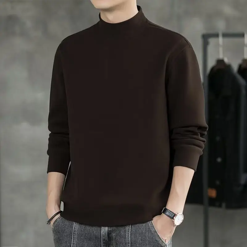 Men's Velvet T-Shirt Tan Winter Warm - Image 10