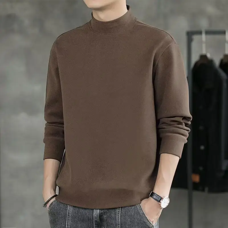 Men's Velvet T-Shirt Tan Winter Warm - Image 13