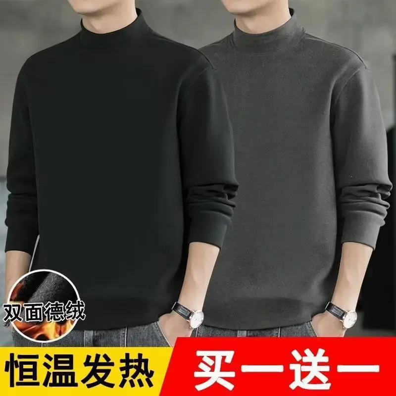 Men's Velvet T-Shirt Tan Winter Warm - Image 8