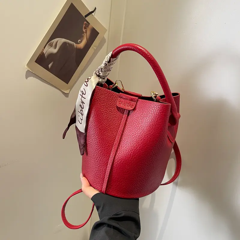 Red Textured Shoulder Bag for Women 2024 - Image 6