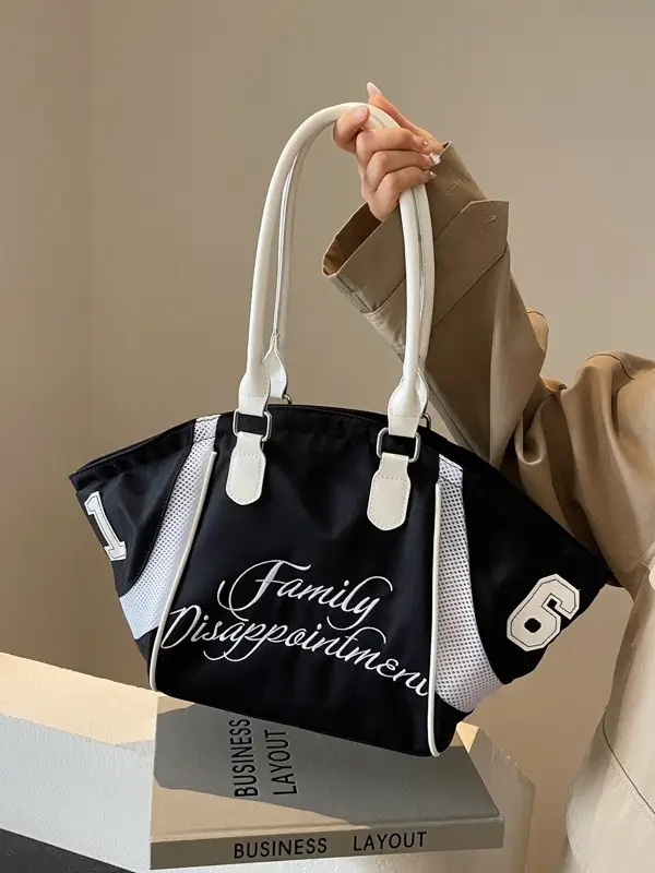 White Embroidered Single Shoulder Tote Bag for Women - Image 6