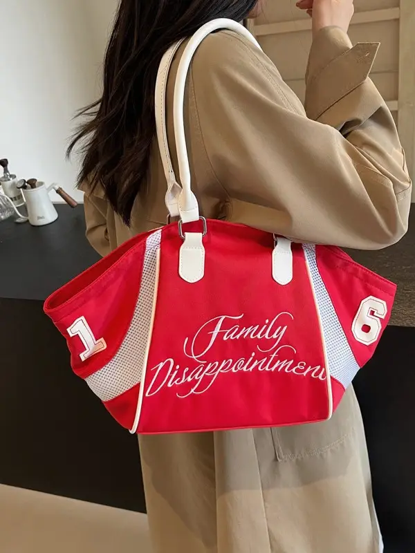 White Embroidered Single Shoulder Tote Bag for Women - Image 7