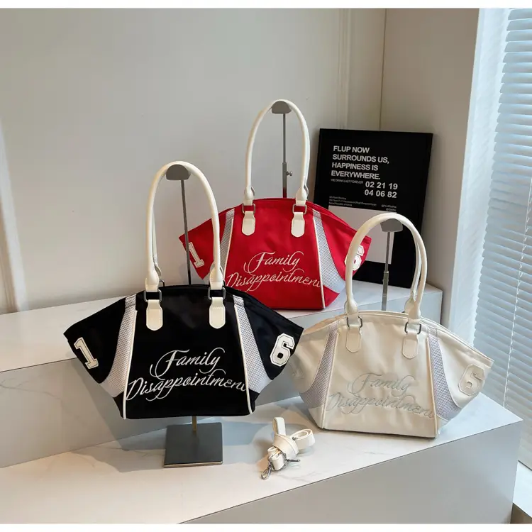 White Embroidered Single Shoulder Tote Bag for Women — feature 1