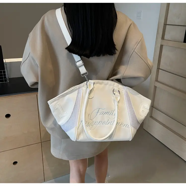 White Embroidered Single Shoulder Tote Bag for Women — feature 43