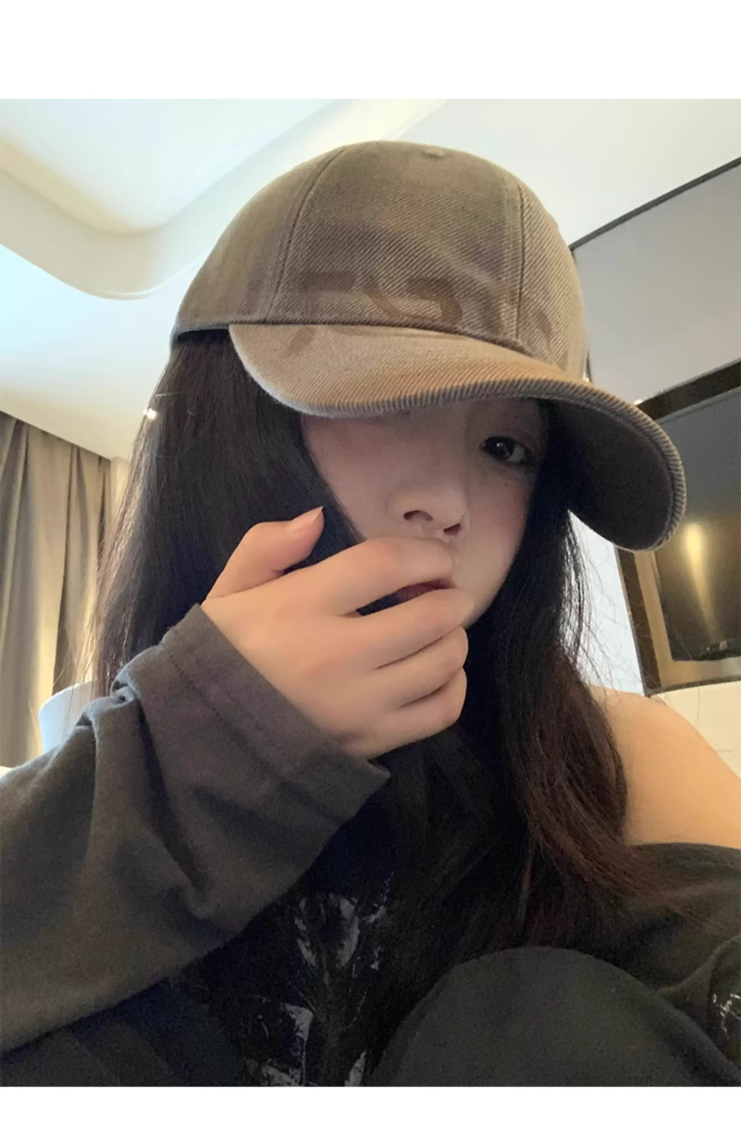 Women Washed Old Letter Cap Blue Retro Big Head — feature 13