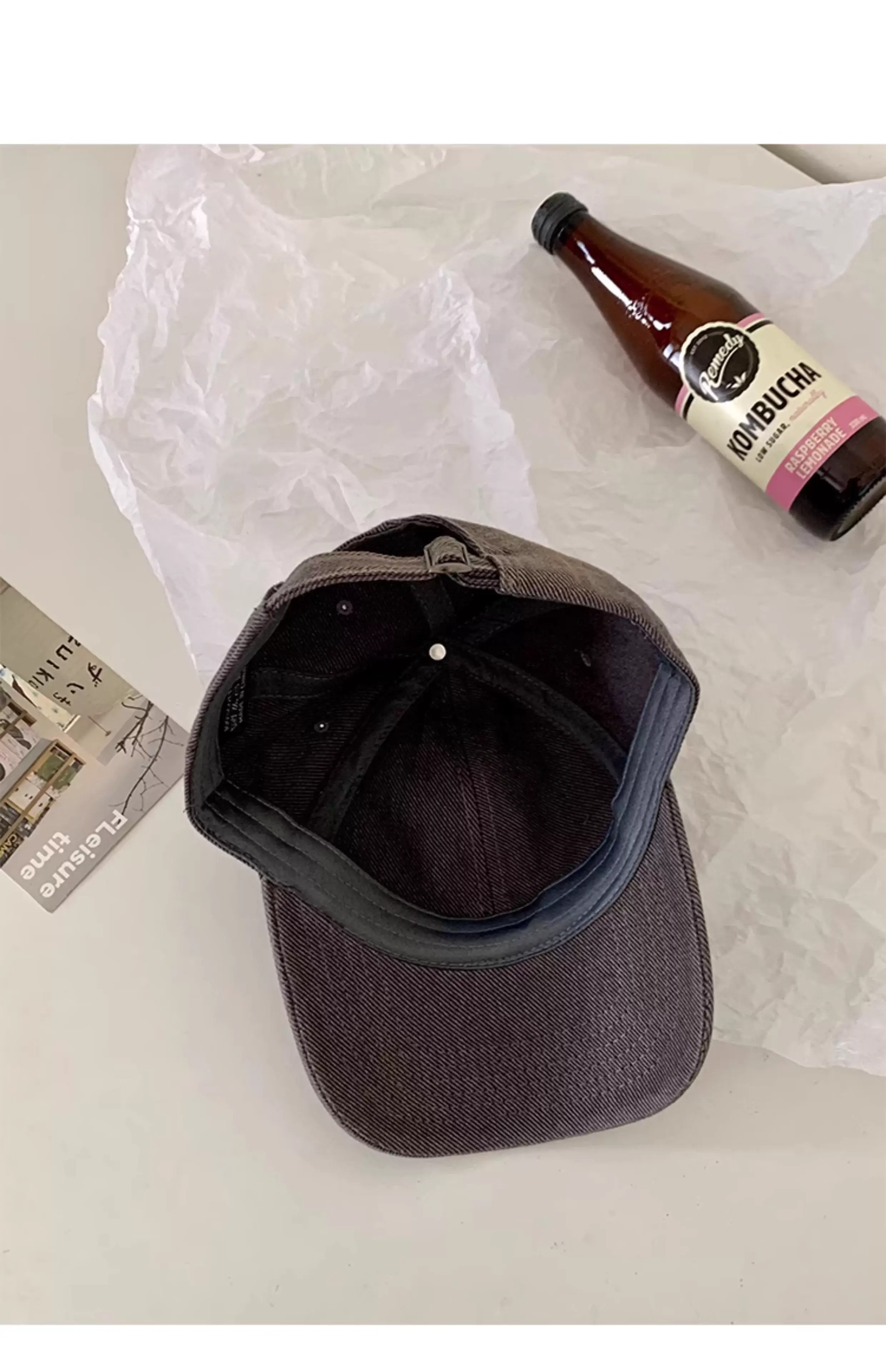 Women Washed Old Letter Cap Blue Retro Big Head — feature 18