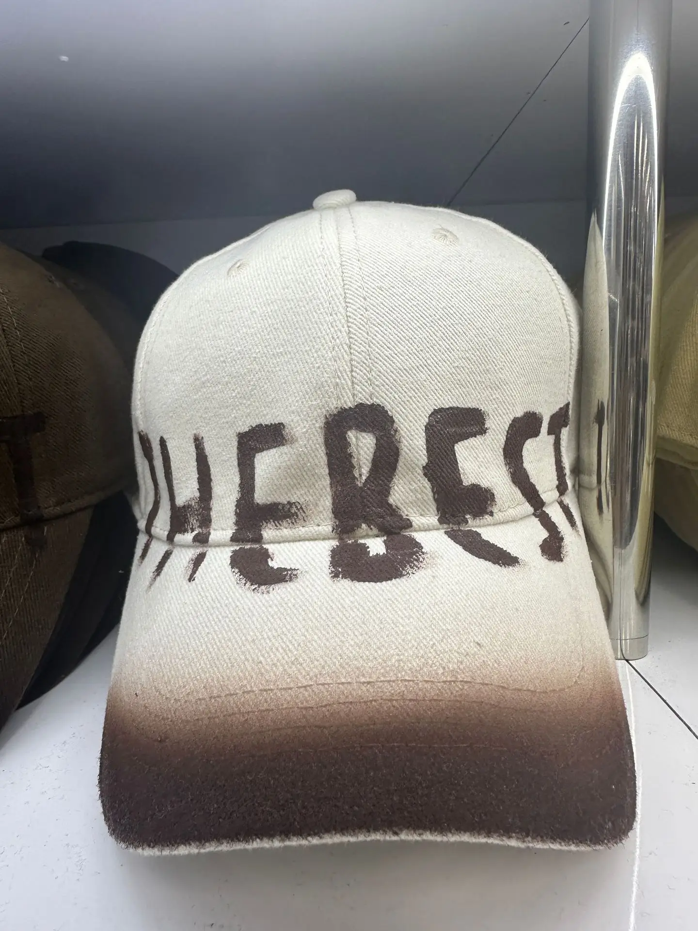 Women Washed Old Letter Cap Blue Retro Big Head - Image 4