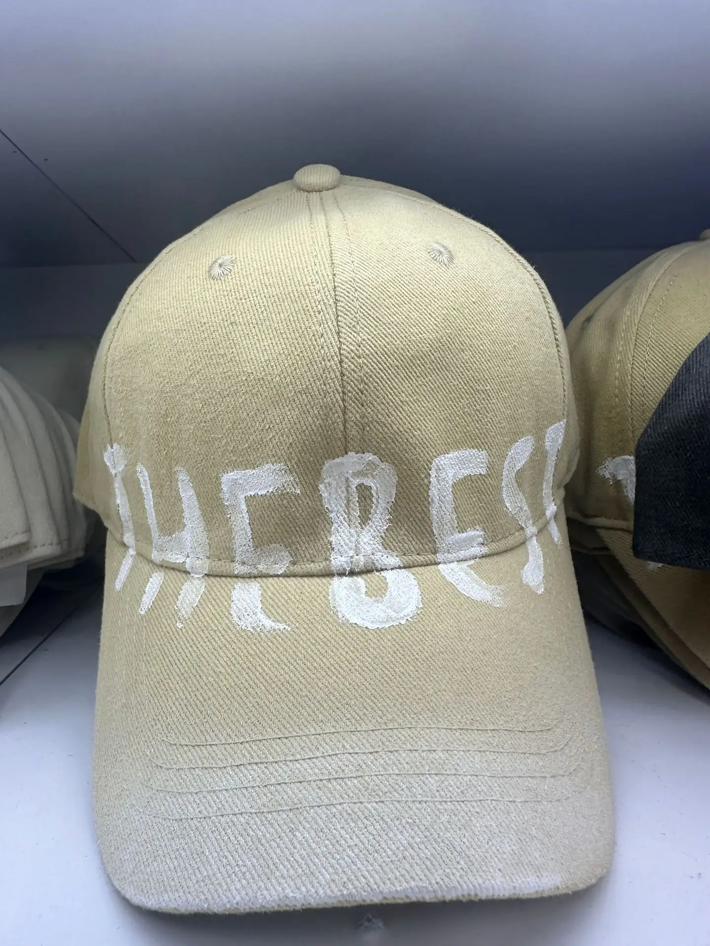 Women Washed Old Letter Cap Blue Retro Big Head - Image 5