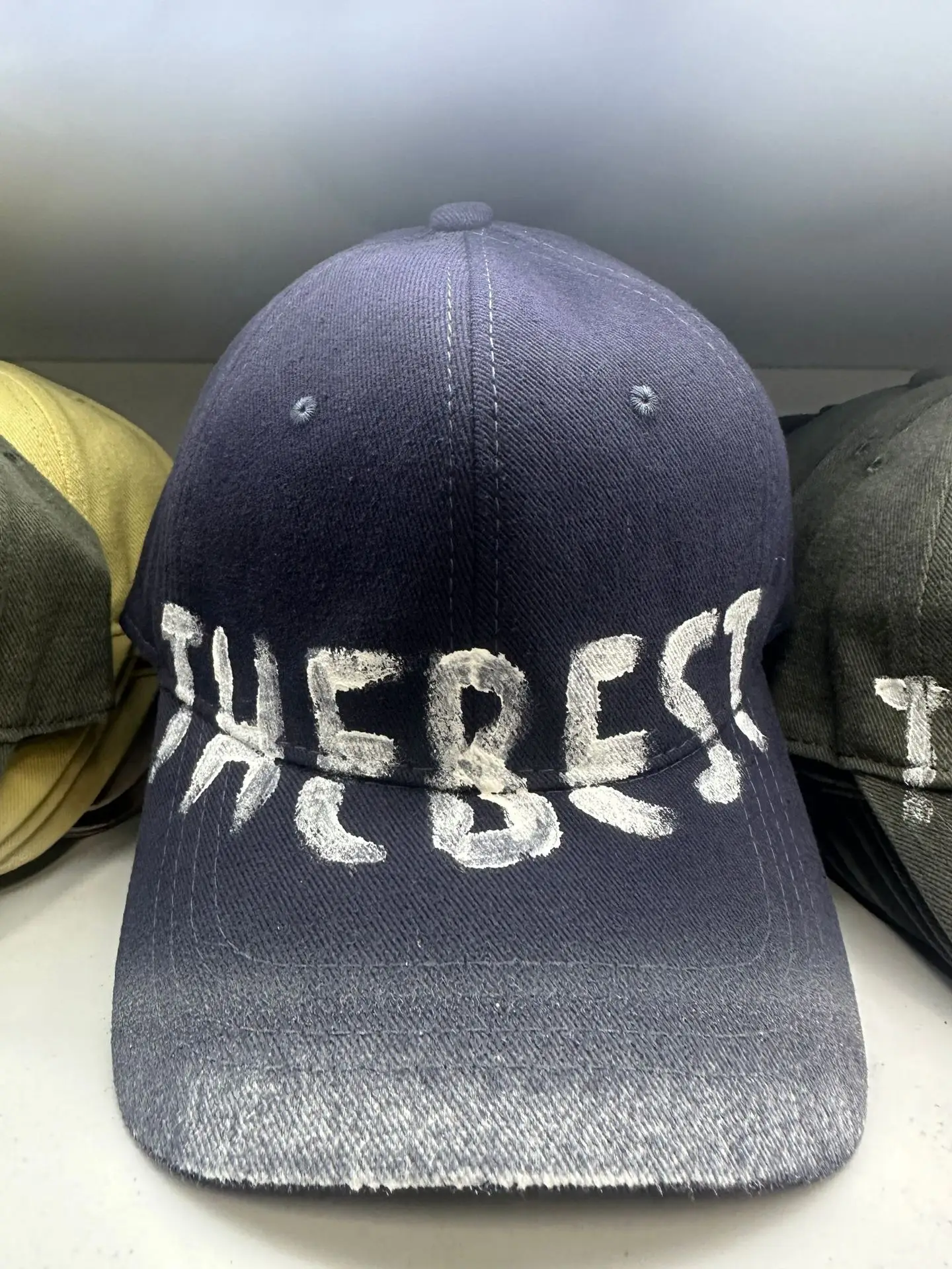 Women Washed Old Letter Cap Blue Retro Big Head - Image 6