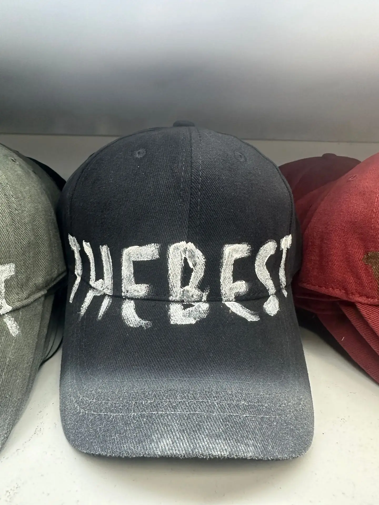 Women Washed Old Letter Cap Blue Retro Big Head - Image 7