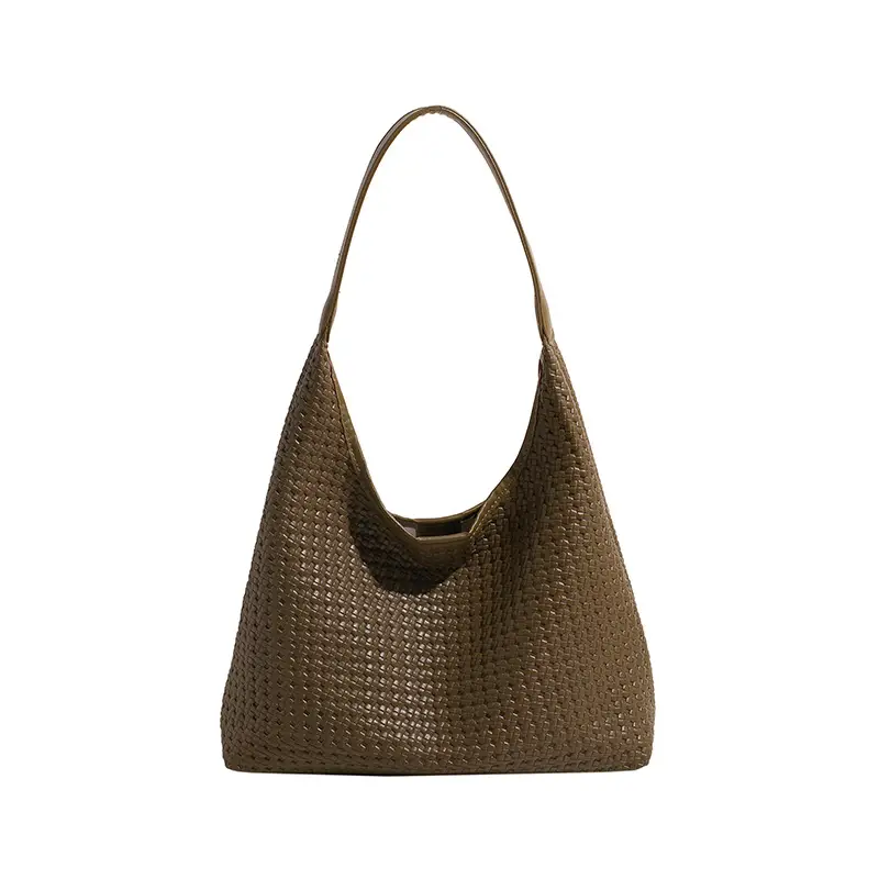 Women Crossbody Bag Large Capacity Woven Beige - Image 10