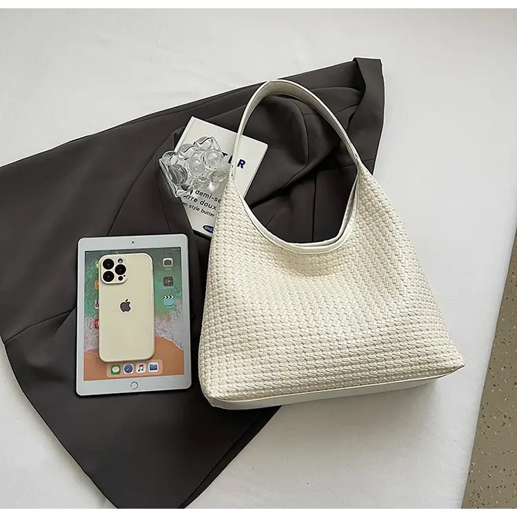 Women Crossbody Bag Large Capacity Woven Beige — feature 10