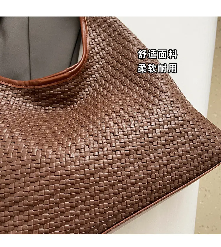 Women Crossbody Bag Large Capacity Woven Beige — feature 6