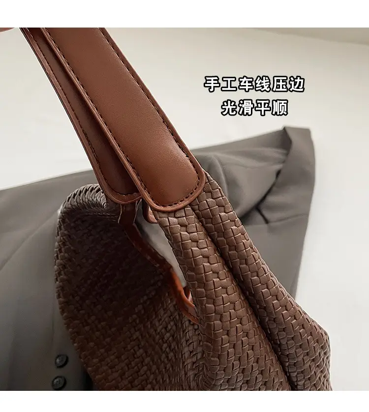 Women Crossbody Bag Large Capacity Woven Beige — feature 7