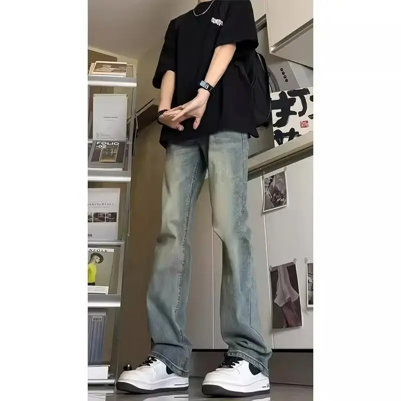Vintage Blue Denim Jeans Men's Slim Fit Autumn Wear — feature 3