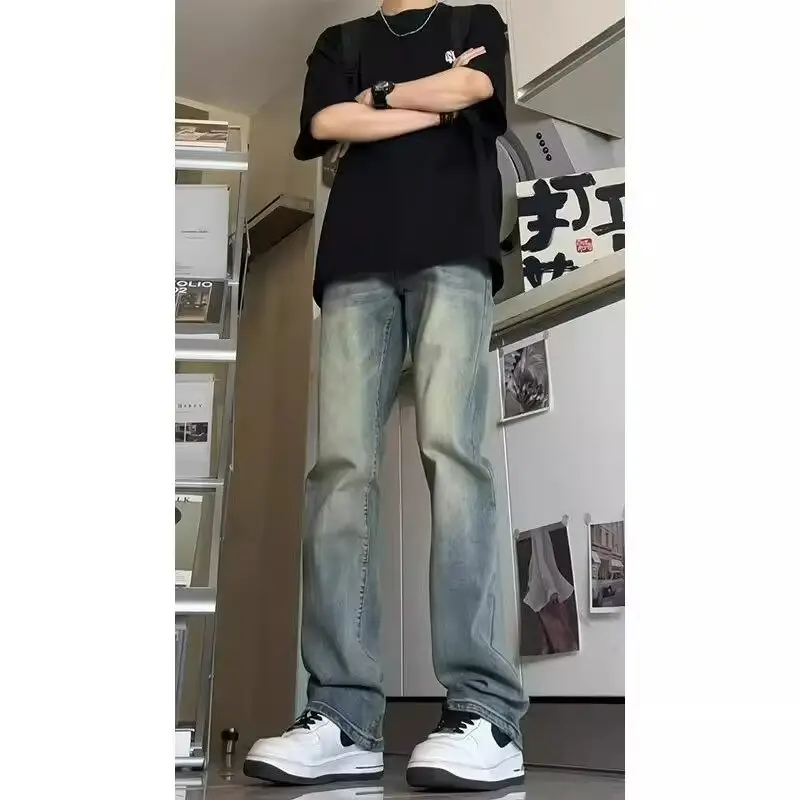 Vintage Blue Denim Jeans Men's Slim Fit Autumn Wear — feature 4