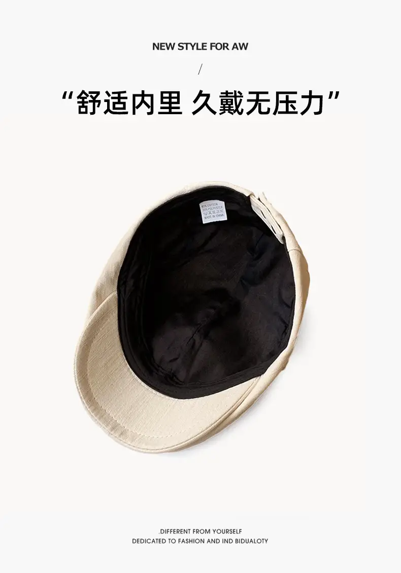 British Style Vintage Newsboy Hat Men's Solid Color — feature 6