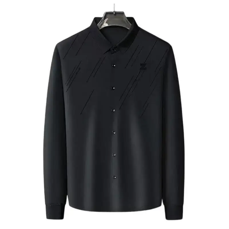 Men Navy Blue Long Sleeve Button Shirt 2024
