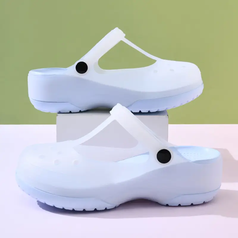 Summer New Women's Contrast Cave Shoes Thick Sole Non-slip Wear-resistant Fashionable Simple Indoor and Outdoor Baotou Beach Sandals - Image 3