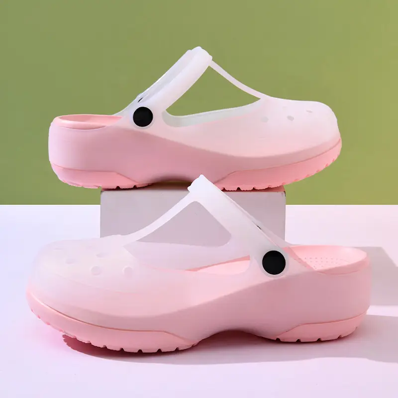 Summer New Women's Contrast Cave Shoes Thick Sole Non-slip Wear-resistant Fashionable Simple Indoor and Outdoor Baotou Beach Sandals - Image 2