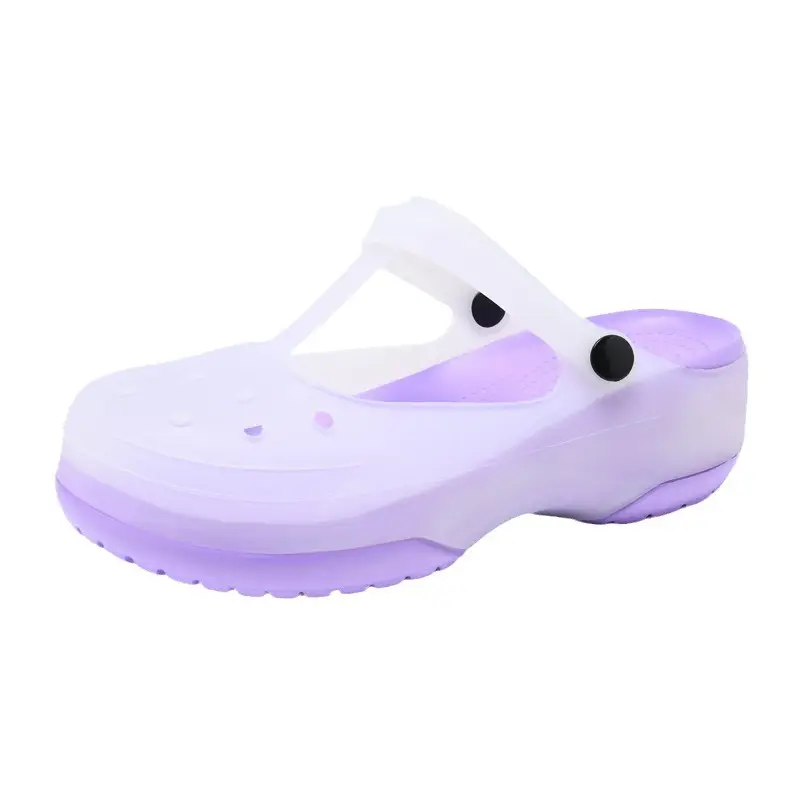 Summer New Women's Contrast Cave Shoes Thick Sole Non-slip Wear-resistant Fashionable Simple Indoor and Outdoor Baotou Beach Sandals - Image 5