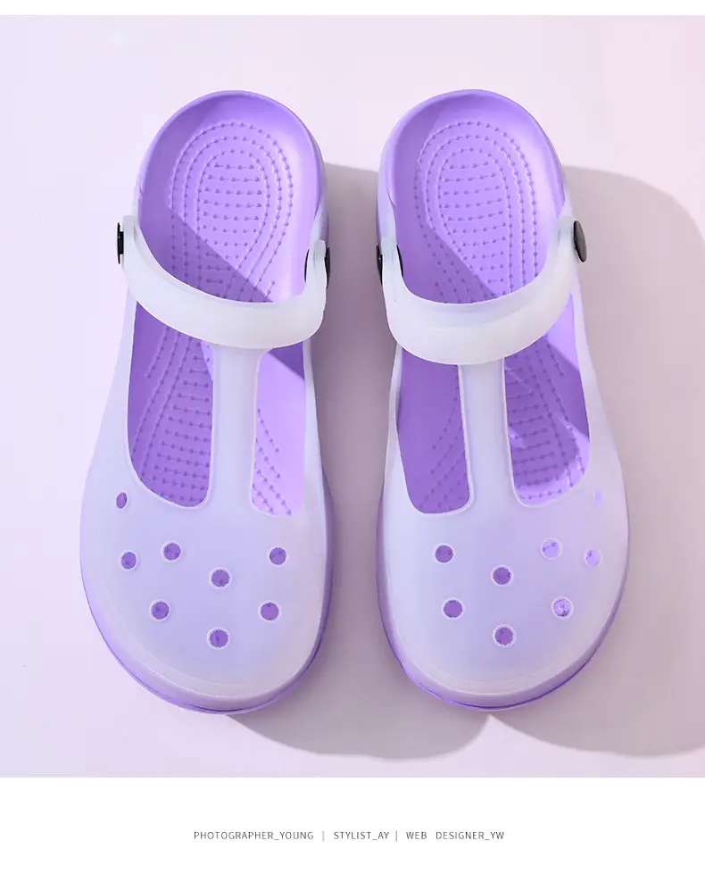 Summer New Women's Contrast Cave Shoes Thick Sole Non-slip Wear-resistant Fashionable Simple Indoor and Outdoor Baotou Beach Sandals — feature 11