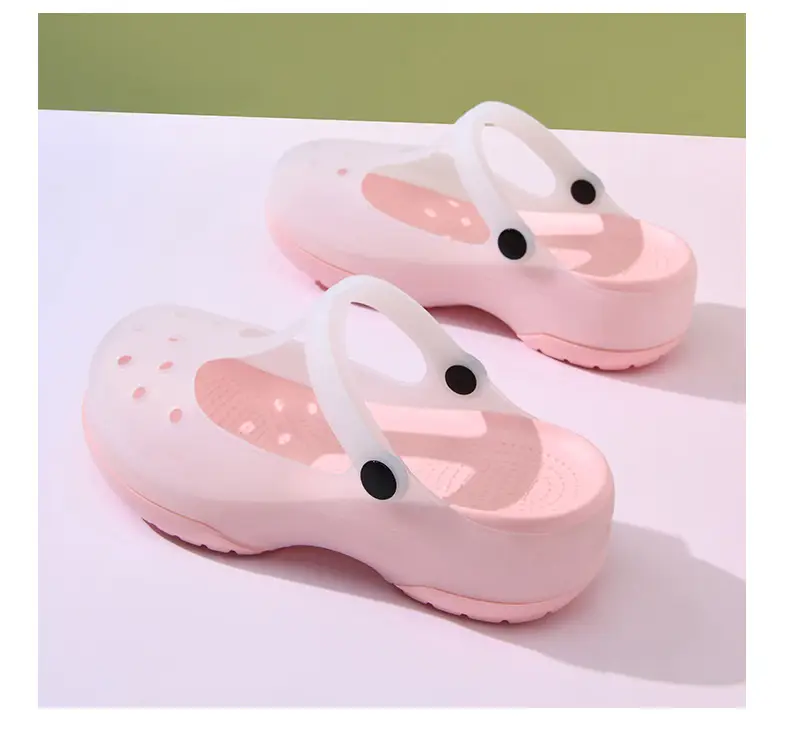 Summer New Women's Contrast Cave Shoes Thick Sole Non-slip Wear-resistant Fashionable Simple Indoor and Outdoor Baotou Beach Sandals — feature 12