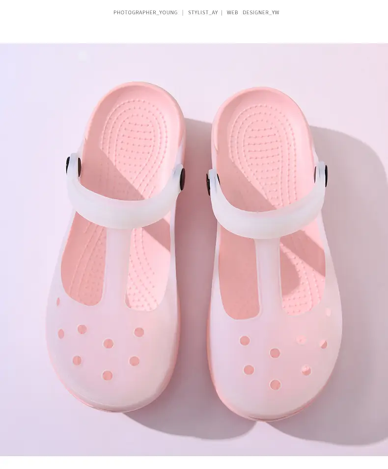 Summer New Women's Contrast Cave Shoes Thick Sole Non-slip Wear-resistant Fashionable Simple Indoor and Outdoor Baotou Beach Sandals — feature 13