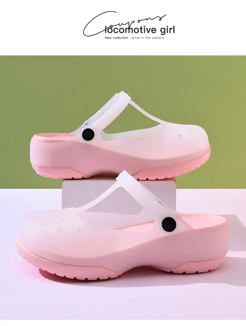 Summer New Women's Contrast Cave Shoes Thick Sole Non-slip Wear-resistant Fashionable Simple Indoor and Outdoor Baotou Beach Sandals — feature 14